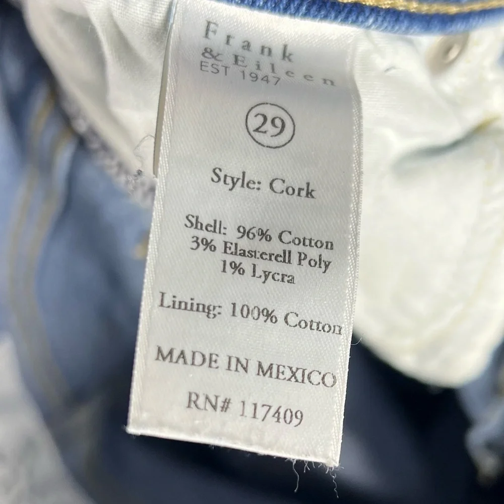 Frank&Eileen Jeans Womens 29 CORK Everyday Jean Straight Leg Raw Hem Button Fly - Picture 13 of 13